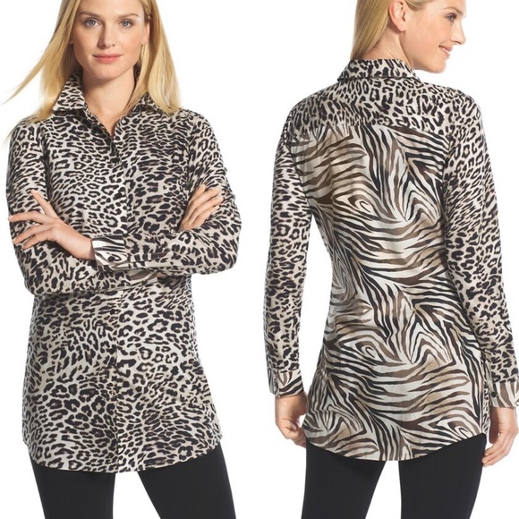 Chico’s Animal Print Blouse XL/16 - Picture 1 of 8